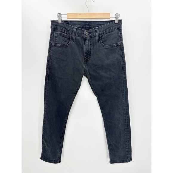 Levi's 521 Slim Taper Fit Black Cotton Blend Denim Jeans Men's Size 29 x 30 - Picture 1 of 7